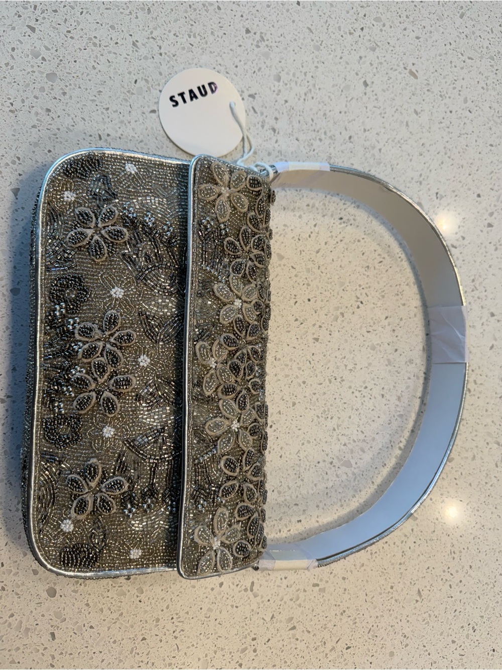 STAUD TOMMY BEADED SILVER GARDEN PARTY Shoulder Bag - Picture 5 of 15